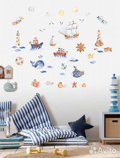 Наклейки в детскую, интерьерные наклейки