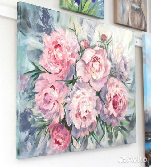 Интерьерная картина маслом пионы цветы