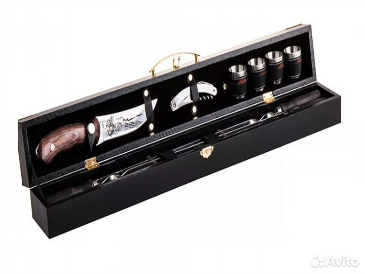 Подарочный шашлычный набор шампура в чемодане