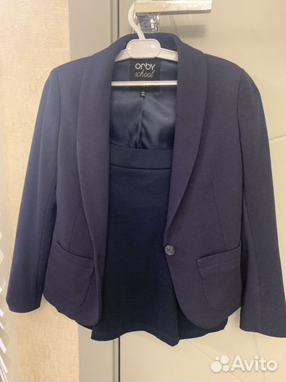Костюм пиджак и юбка, школьный, 134
