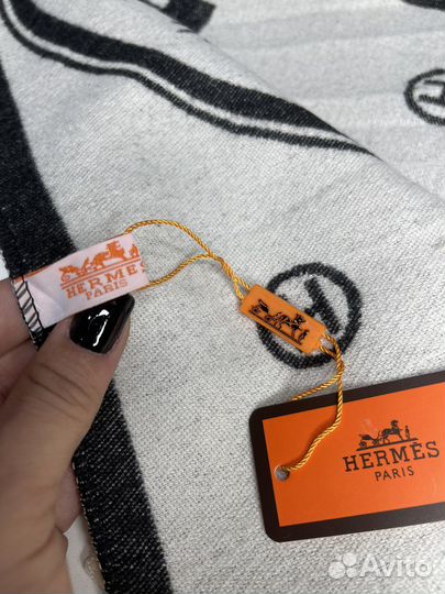 Двусторонний шарф Hermes черно-белый