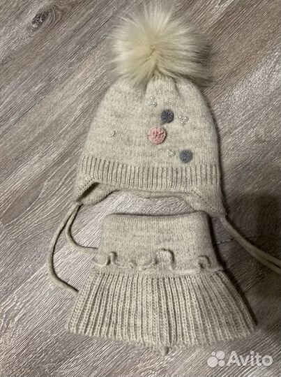 Комплект зимняя шапка и снуд новый