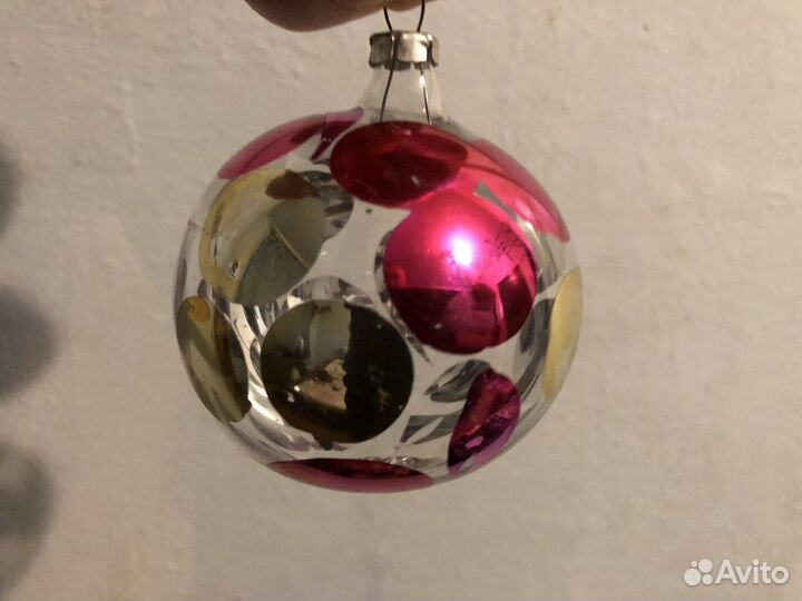 Ёлочные игрушки, шар СССР редкий Глинка