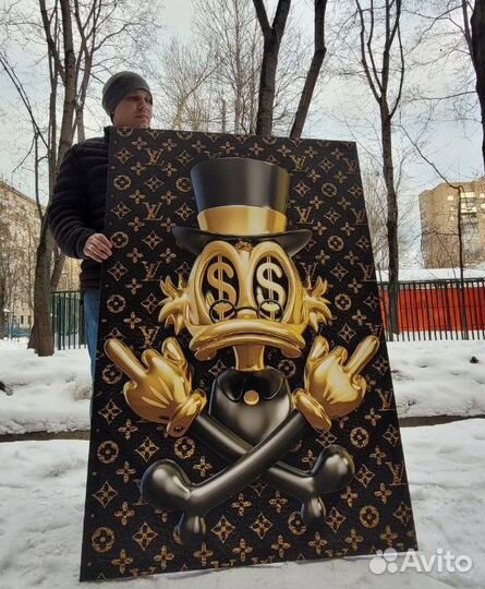 Современная картина Скрудж Макдак на холсте