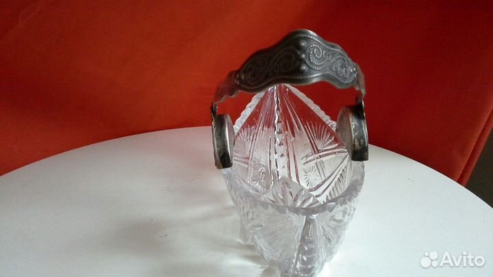 Ладья.хрусталь.винтаж.с мельх.ручкой