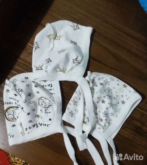 Комплект чепчиков для новорождённого в роддом 3 шт