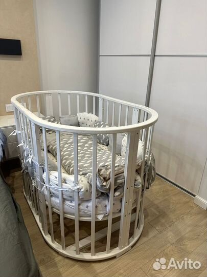 Детская кроватка трансформер с маятником