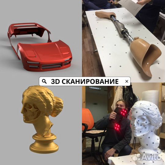 3д 3d сканирование деталей, скульптур, авто