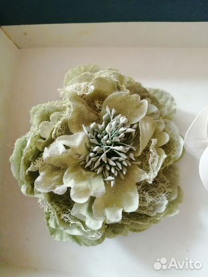 Брошь цветок из ткани/кожи 7 шт