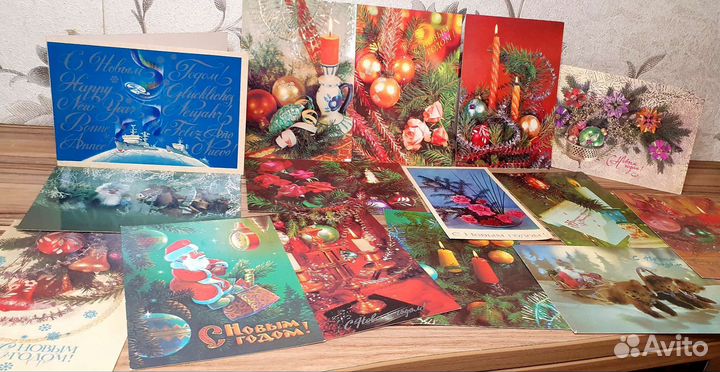 Новогодние открытки СССР, чистые - винтаж 15 шт