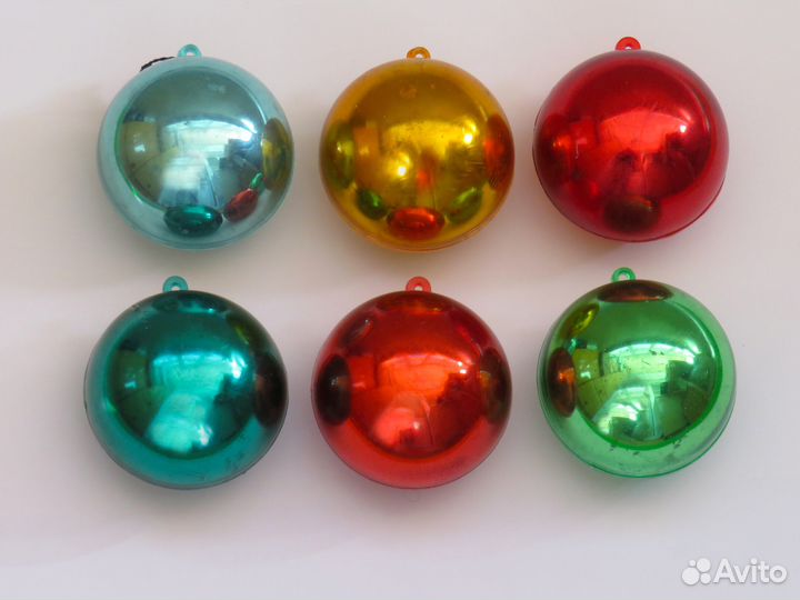 Елочные игрушки СССР шары прожектор, 6 штук