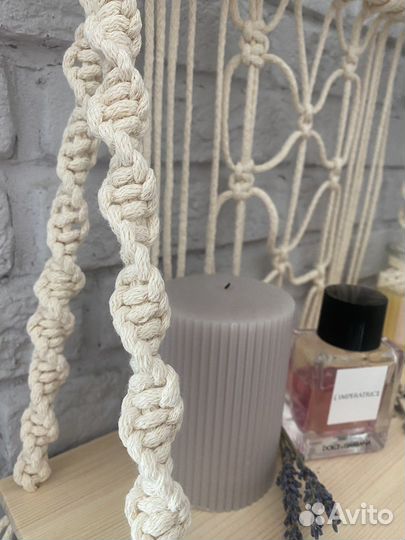 Полка настенная деревянная макраме