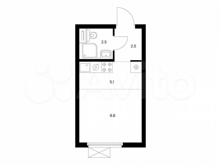 Квартира-студия, 19,9 м², 3/25 эт.