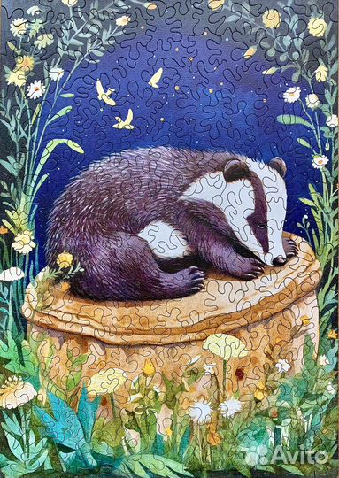 Спящий Енотик деревянный пазл