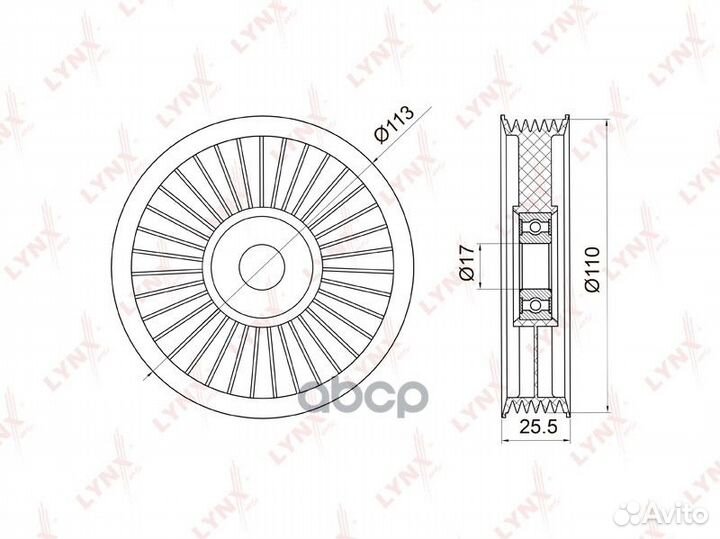 Ролик обводной приводного ремня PB7008 lynxauto