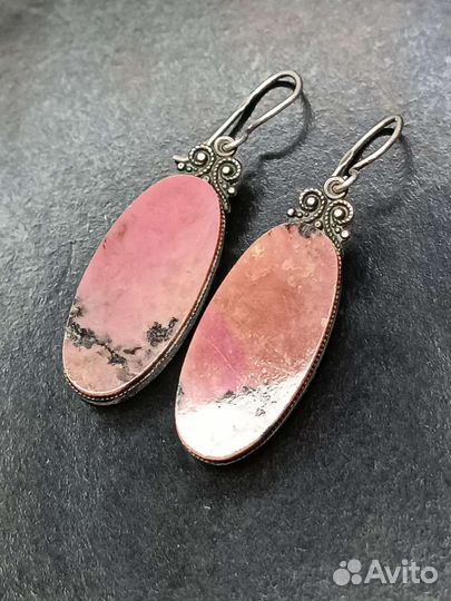 Серьги серебро 916 Родонит.мюз СССР