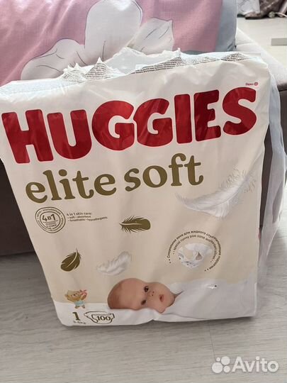 Подгузники huggies elite soft 100 шт