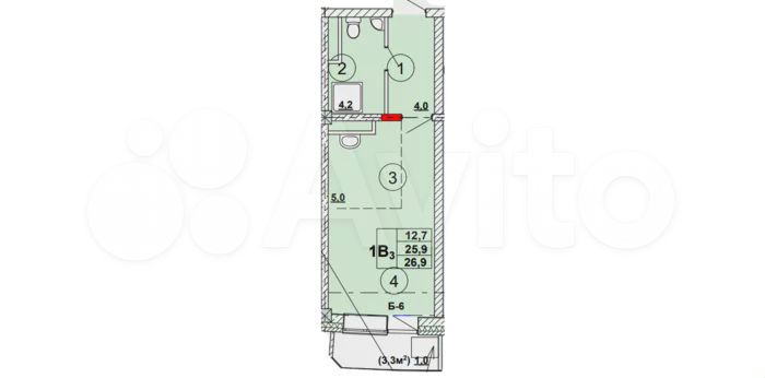 Квартира-студия, 26 м², 2/9 эт.