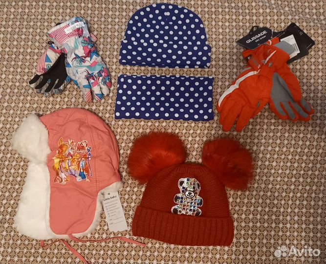 Шапки, перчатки 5-6лет