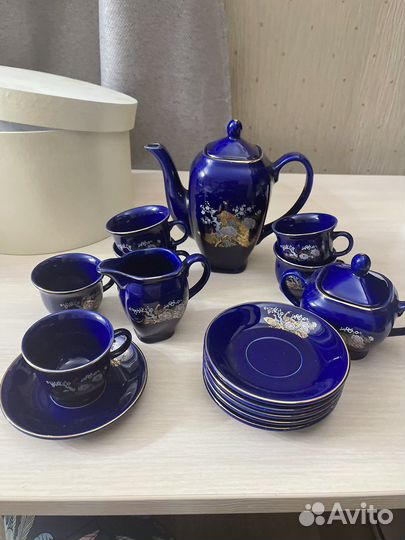 Кофейный сервиз, кобальт, Япония