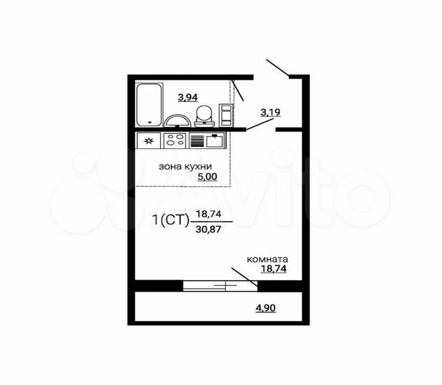 Квартира-студия, 30,9 м², 10/18 эт.