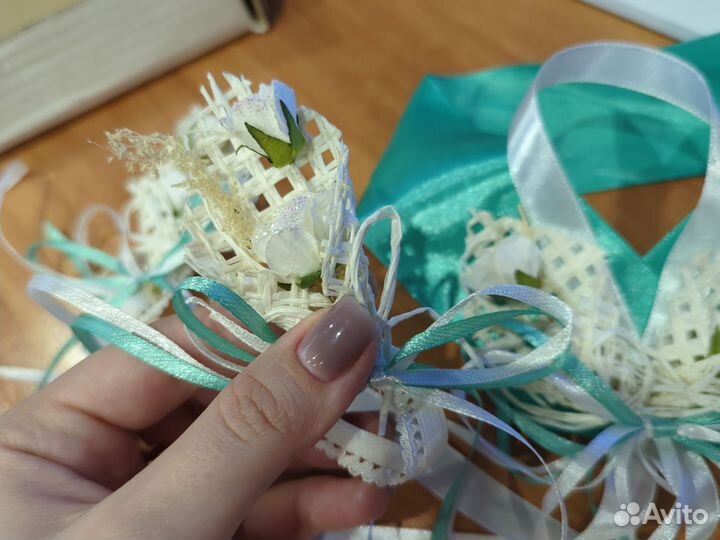 Набор украшений для бокалов и бутылок на Свадьбу