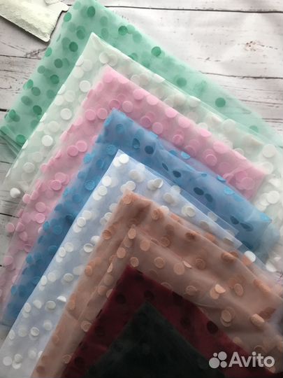 Фатин в горошек, фатин со снежинками