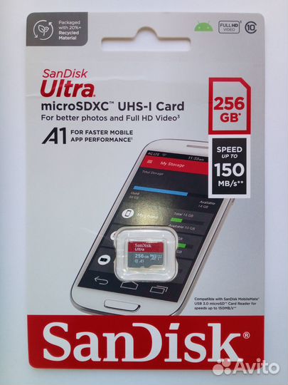 Карта памяти SanDisk Ultra microSD 256GB (150мб/с)
