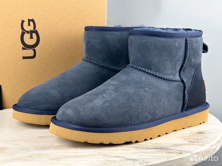 Угги UGG Classic Mini II Navy unisex с мехом