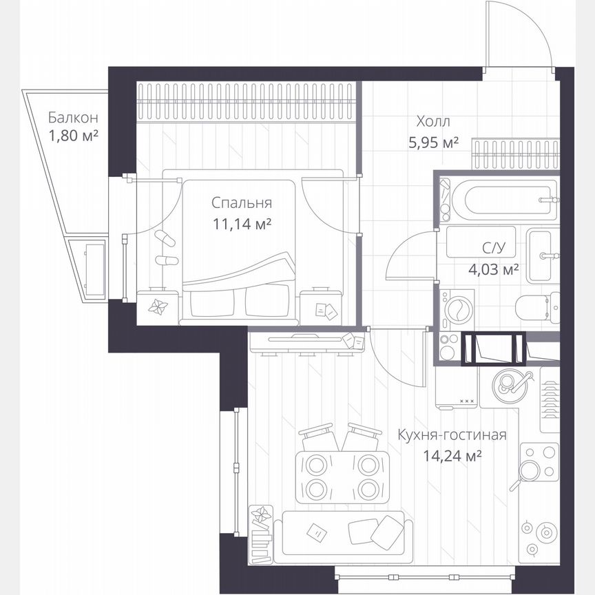 1-к. квартира, 35,9 м², 9/11 эт.