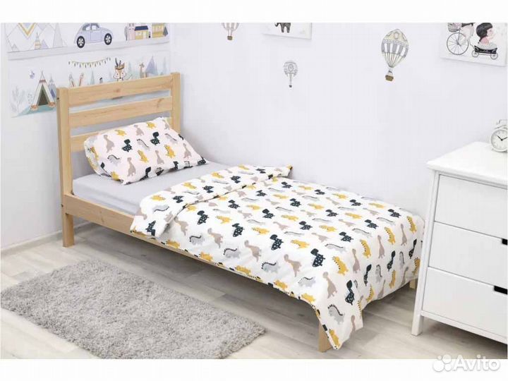 Кровать Эко-7 200*90 без покраски с матрасом