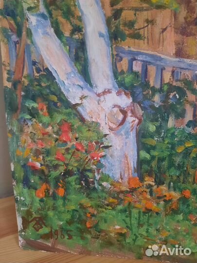 Картина картон масло пейзаж 1965 год