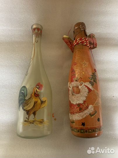 Бутылка расписная декоративная декупаж стекло