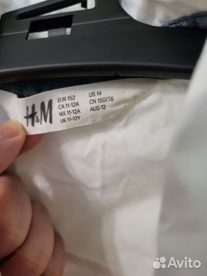 Белая рубашка с коротким рукавом, H&M на 152 см