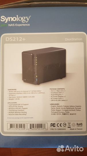 Продам NAS-сервер Synology DiskStation DS212+
