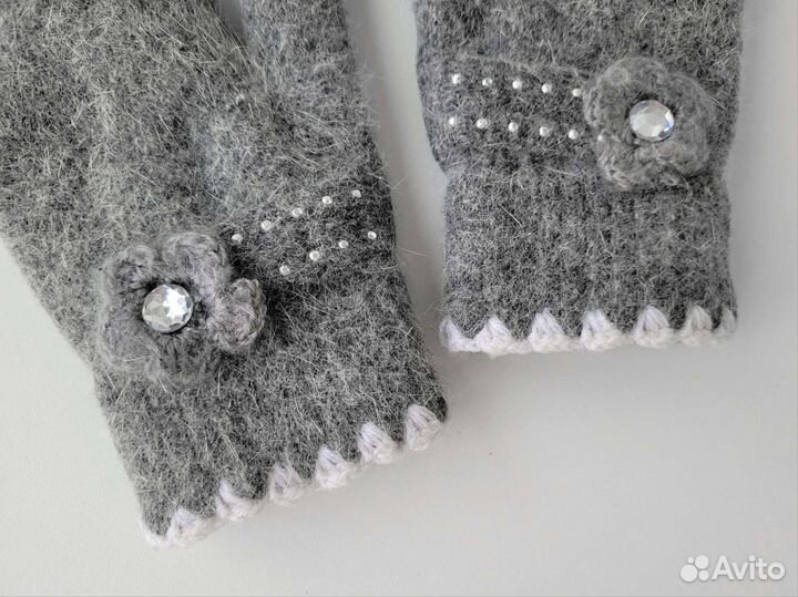 Варежки шерстяные серые