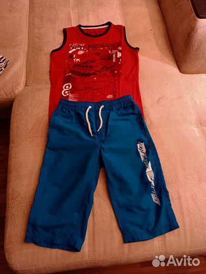 Шорты, футболка, тельняшка, р.140