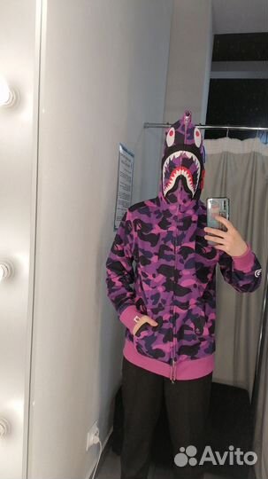 Зип худи Bape Camo Shark кофта