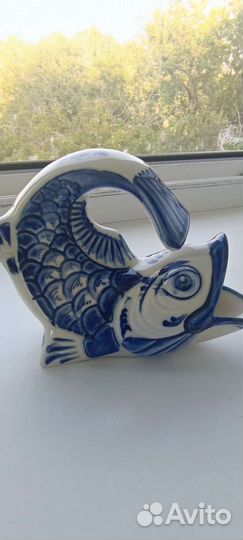 Рыбка салфетница, Гжель, ручная роспись