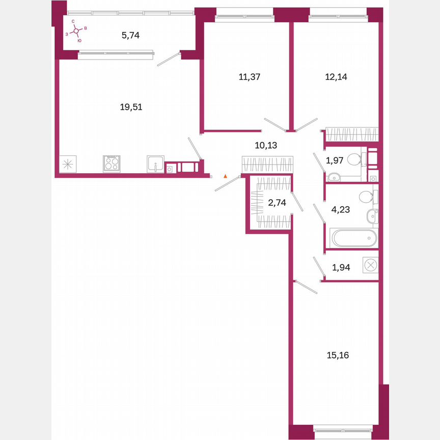 3-к. квартира, 82,1 м², 3/10 эт.