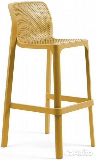 Стул пластиковый барный Nardi Net Stool, горчичный