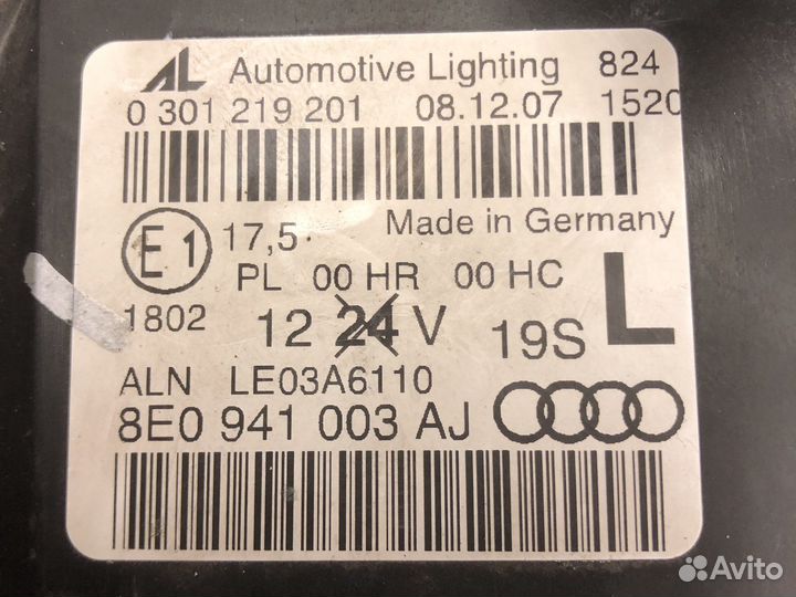 Фара левая audi a4 b7 галоген