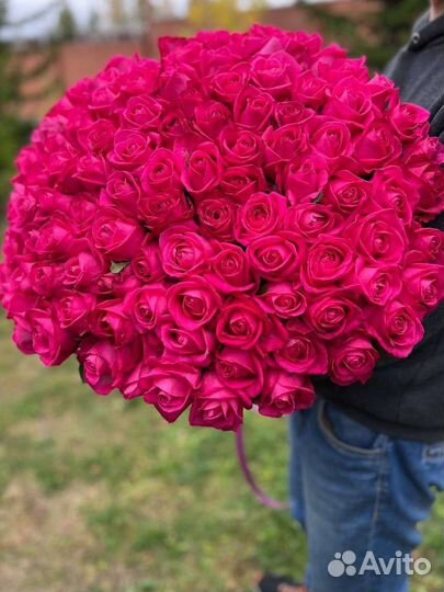 Букет роз 51 малиновые розы