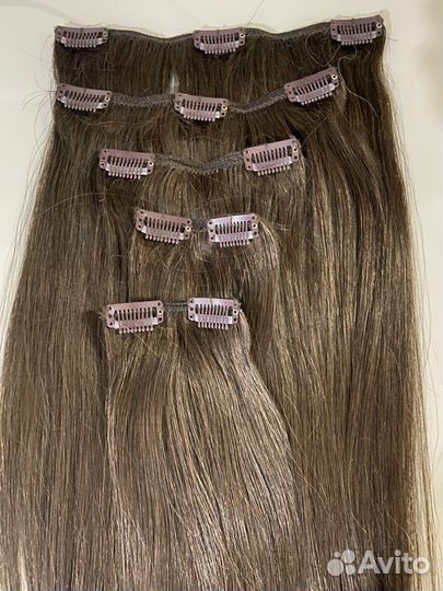 Волосы на заколках натуральные