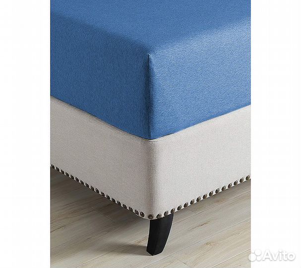 Простынь GoodNight Трикотаж 180х200х20 Синий на ре