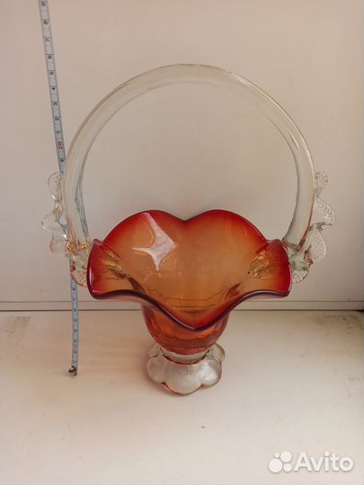 Ваза конфетница цветное стекло СССР