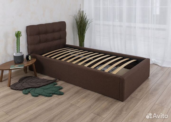 Кровать с матрасом 90х200 Марсель в рогожке