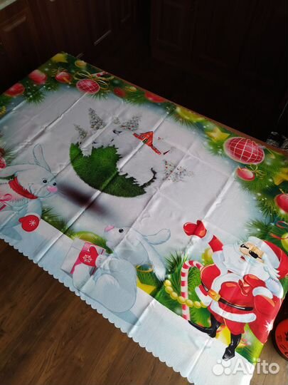 Скатерть новогодняя, новая, с 3д принтом