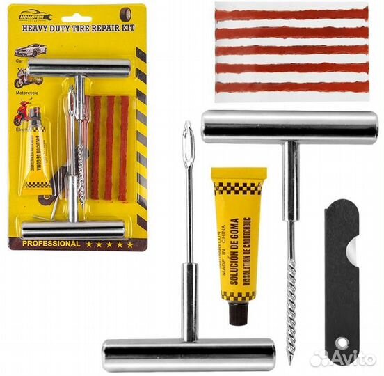 Набор для ремонта бескамерных шин (металл. ручка)