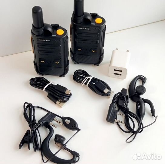 Легкая рация с наушником, комплект 2 штуки